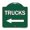 Signmission Trucks Sign Trucks W/ Left Arrow, Green & White Aluminum Sign, 18" x 18", GW-1818-22781 A-DES-GW-1818-22781 - alternate 1